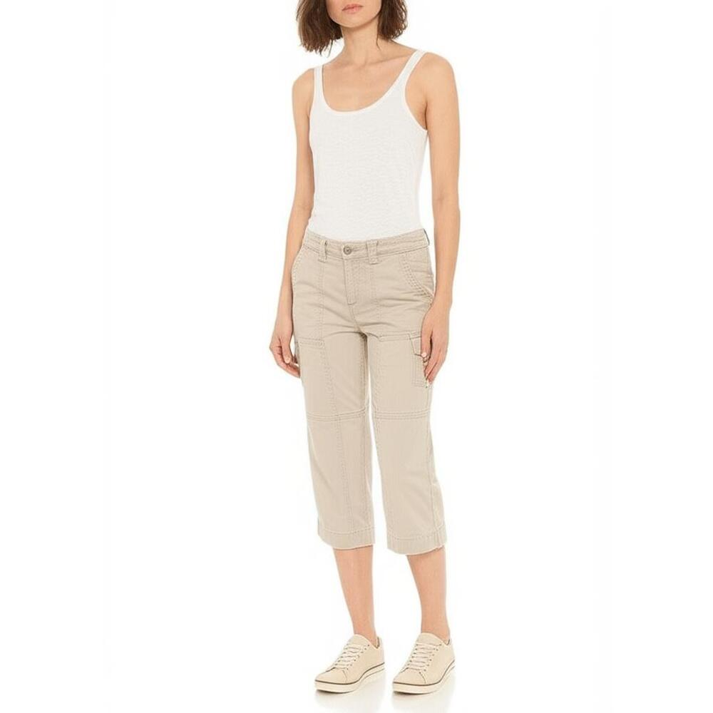 Eddie Bauer Capri Pants Womens Size 14 Khaki Tan Cargo Gorecorp Hiking Casual